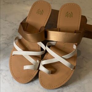 Elegant Brown and White Sandals